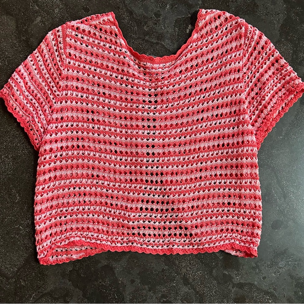 📦LAST CHANCE: DONATING📦 Liz Claiborne | Crotch Pink and Coral Stripped Cardigan - Picture 2 of 4